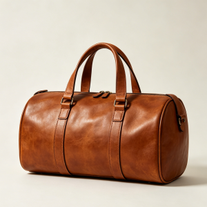 Waxed Leather Cylindrical Short Trip Duffle Bag